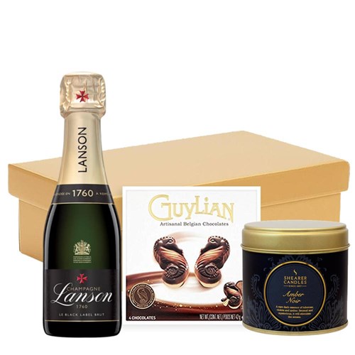 Mini Lanson Le Black Label Champagne 20cl & Candle Gift Hamper